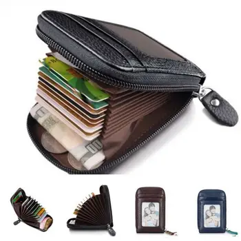 

Pu Leather Business Smart Casual Card ID Holder Credit Card Case Mini Wallet RFID Blocking Zipper Thin Pocket