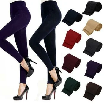 

Hot Sale 2019 Autumn Winter Women's Tights Thick Fleece Lined Hosiery Candy Color Pantyhose Warm Stretch Elastic Slim Tights