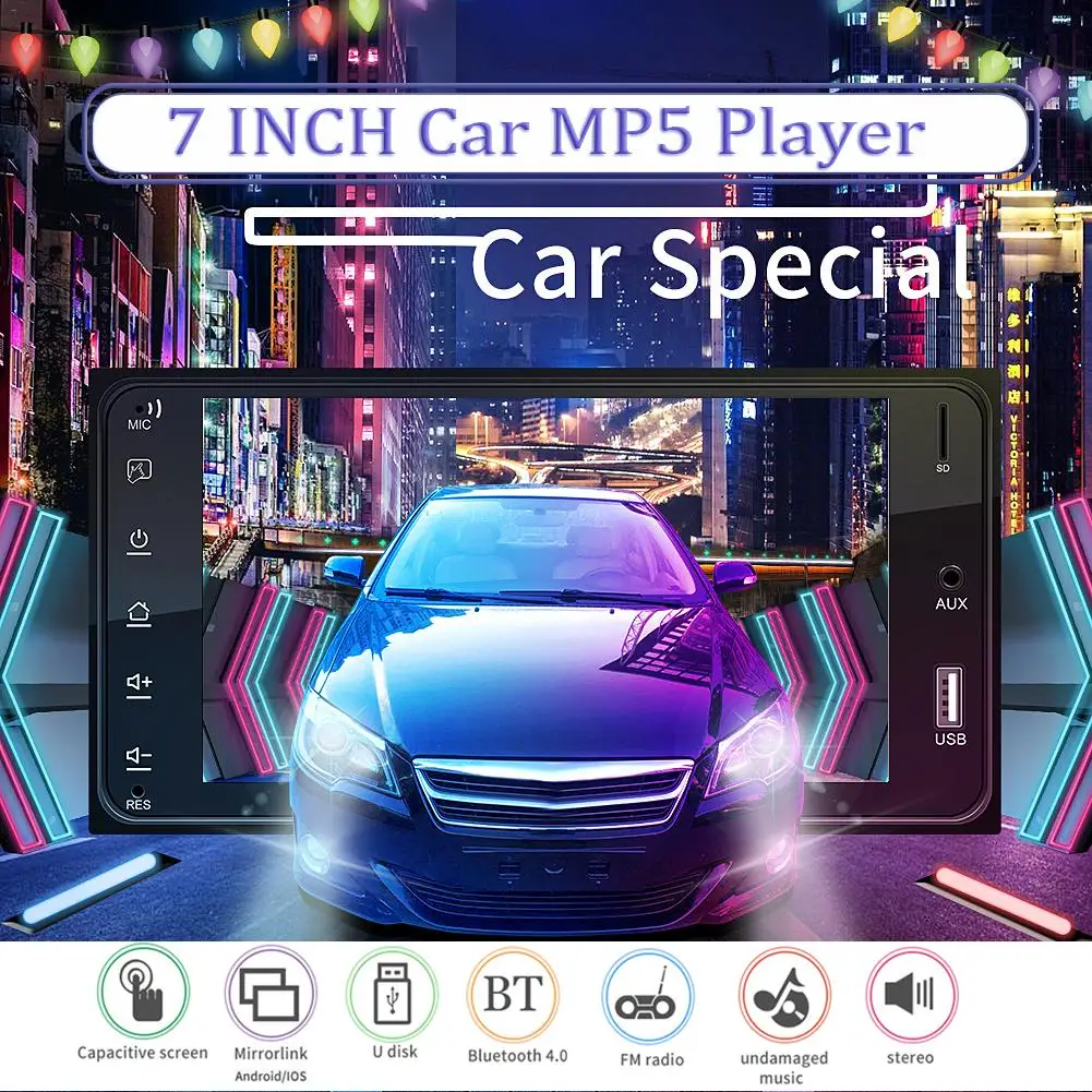 7 дюймовый сенсорный экран автомобильный мультимедийный плеер Bluetooth USB FM