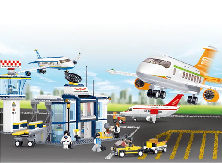 

SLUBAN 0367 Educational Assembled Fight Inserted Military Building Blocks Model Plane International Airport Small Particles Buil