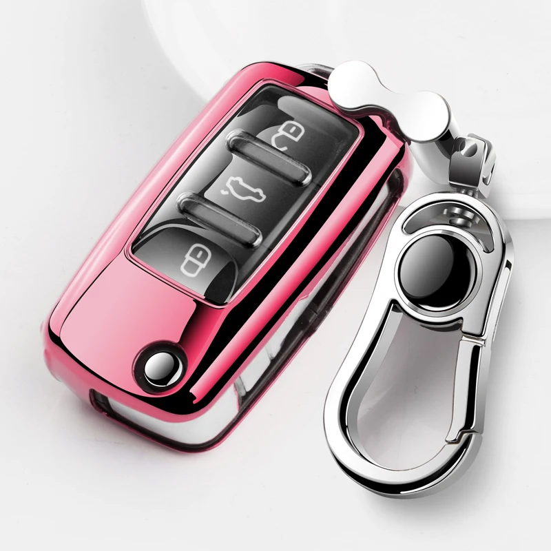 Portachiavi con custodia completa per chiave a distanza per auto in TPU per Volkswagen VW Bora POLO GOLF TIGUAN Passat Jetta Beetle Skoda portachiavi - H7cfb8a7d56bd4ebfada960d9cdb497dfZ