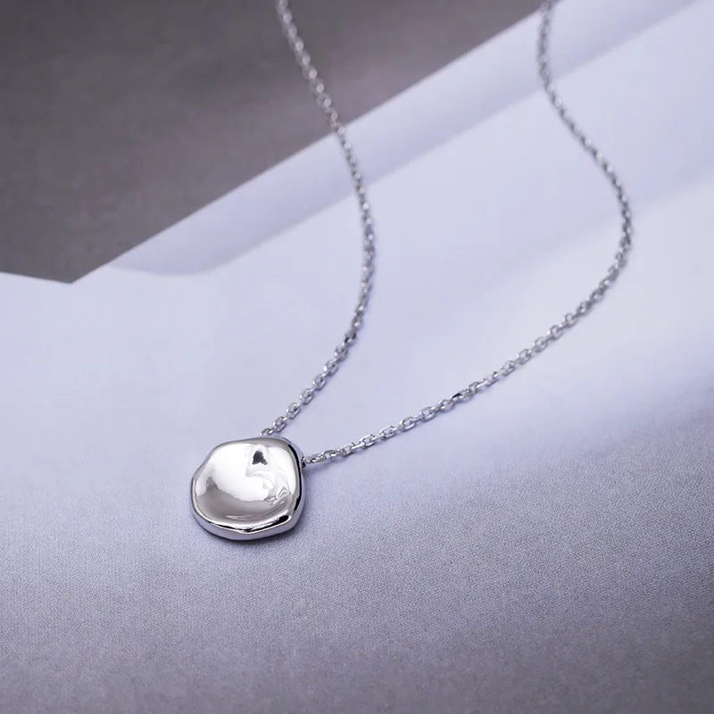 

New Style South Korea Korean-style Irregular Special Shape Pendant Men And Women Metal Geometry Concave S925 Silver Design-Choke