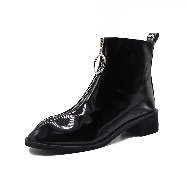 New Sexy Zip Ankle Boots Women Thigh High Boots Over The Knee Boots Platform Leather Black Long Boots Autumn Shoes Woman - Color: Ankle Boots