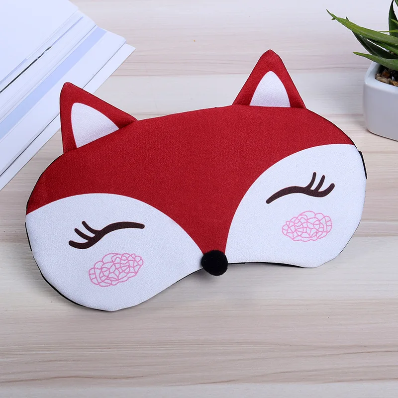 Хлопковая маска для сна с изображением лисы, маска для глаз, маска для сна для путешествий, милая маска для глаз, повязка для сна, Детская повязка на глаза - Цвет: Red