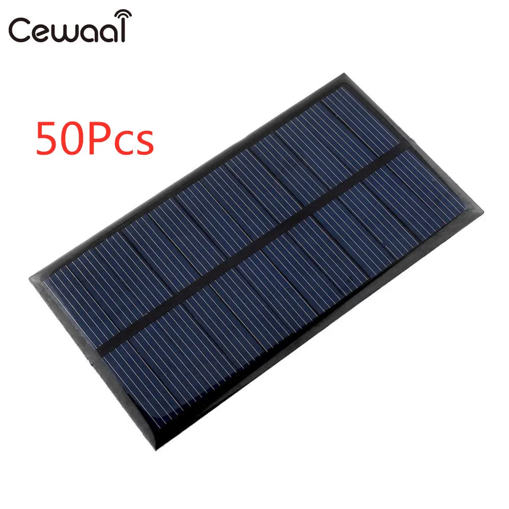Cewaal солнечная панель 6 в 1 Вт Портативный Мини DIY модуль панели системы для батареи сотового телефона зарядные устройства портативный солнечный элемент - Цвет: 50Pcs
