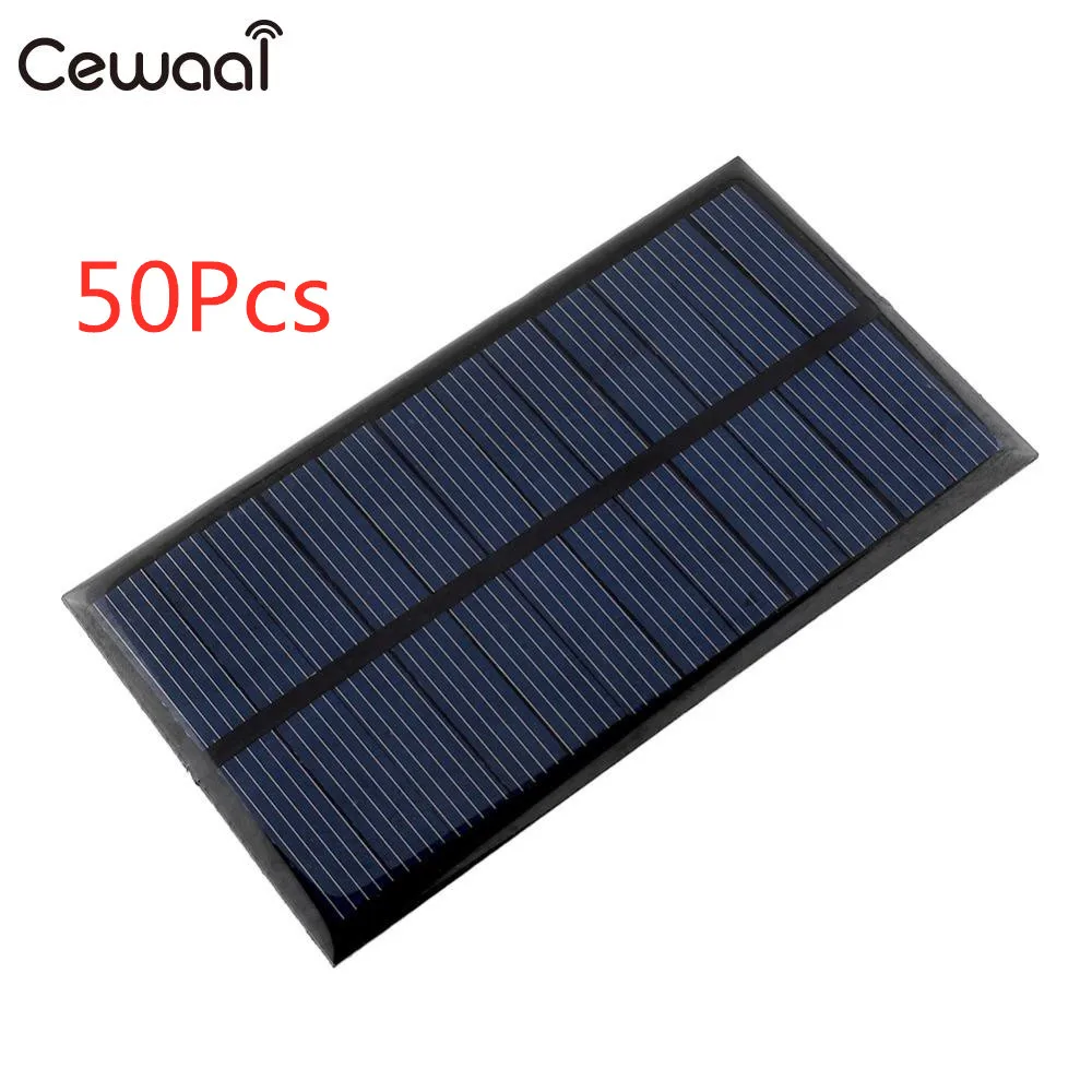 50Pcs Cewaal солнечная панель 6 в 1 Вт Портативный Мини DIY модуль панели системы для батареи сотового телефона зарядные устройства портативный солнечный элемент - Цвет: 50Pcs