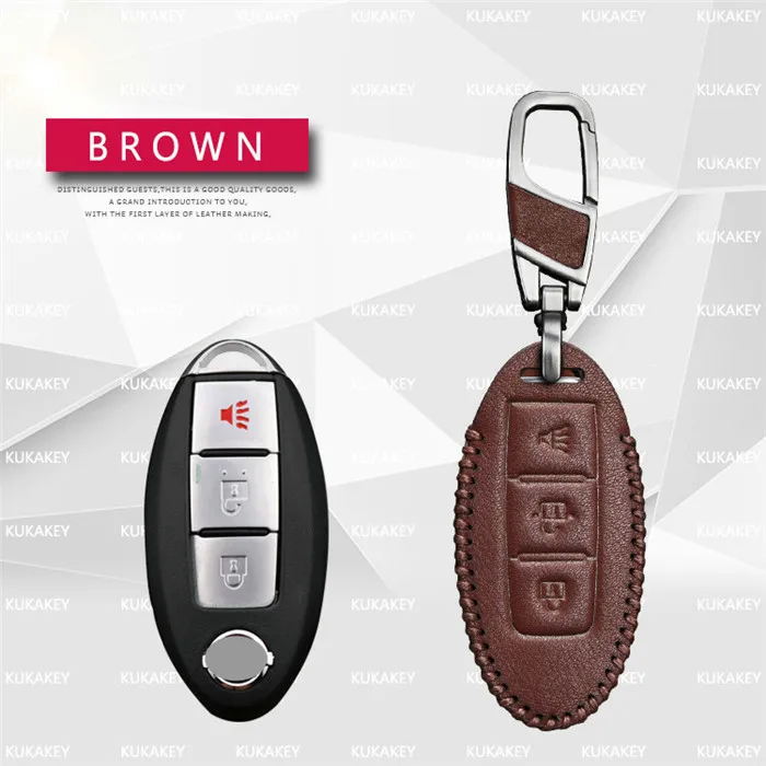 Horn 3 Brown KUKAKEY ключ чехол Крышка для Infiniti Q30 Q50 FX35 FX QX70 QX60 QX30 G37 G35 G25 EX Livina автомобиль цепь для ключей брелок держатель аксессуары для ванной комнаты - Название цвета: Horn 3 Brown