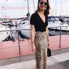 EASYSMALL INS, Женская, леопардовая расцветка, шелковая, высокого класса, Vestidos, уличная, высокая талия, половина юбки, Классическая, эластичная талия, юбка