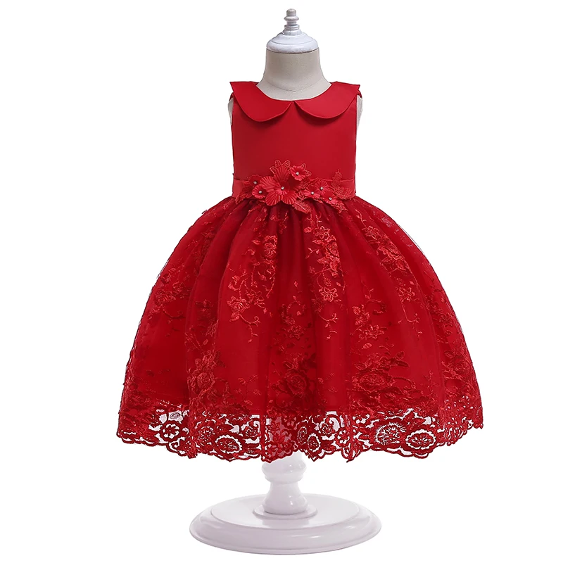 Торжественное От 1 до 6 лет платье с бантом; Vestidos Для девочек; Рождественская вечеринка; детская одежда на заказ; элегантная одежда для дня рождения и свадьбы - Цвет: Red