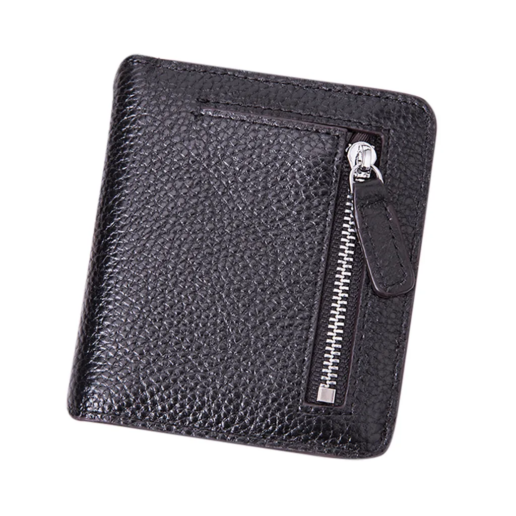 

Retro Small Wallet Men And Women Solid Leather Credit Card Holder Large Capacity Multi Pockets Coin Purse key Pouch Package Bag