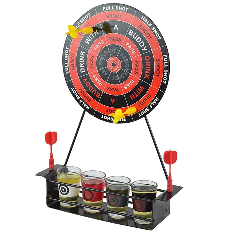 Мини Алкогольная игра Дротика выстрел Вечерние игры рулетка Бар с 4 Стекло чайных