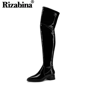 

RizaBina Women Over The Knee Boots Keep Warm With Thick Fur Winter Boots Fancy Solid Color Fashion Zipper Footwear Size 35-45
