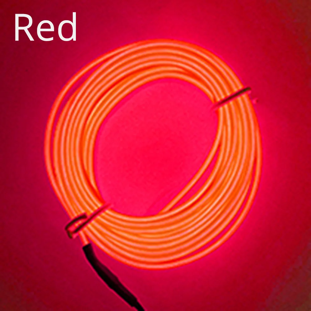 Red 1 м/2 м/3 м/5 м освещение салона автомобиля Авто Светодиодная лента провод веревка трубка гибкий неоновый светильник с 12 В USB сигаретный привод - Испускаемый цвет: Red