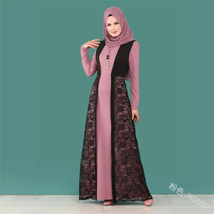 WEPBEL мусульманское женское платье abaya кружево, широкие рукава Цветочный Цветок Лето полиэстер Тонкая Повседневная Мода Новые Длинные Макси платья