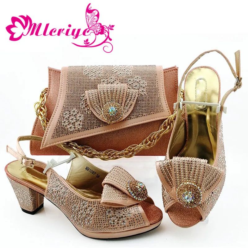 

Italian peach Shoes and Bags To Match Set Nigerian Shoes and Matching Bag African Wedding Shoes and Bag Set