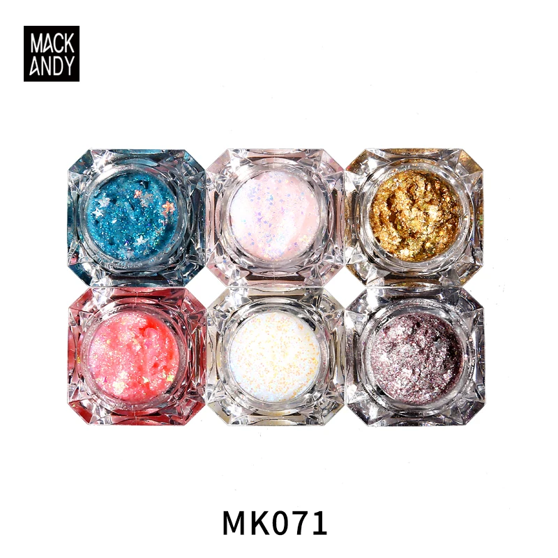 6 шт./компл. с бриллиантовым блеском желе крем для век, MACK Энди; цвет золотистый, белый блестящие фотофоны синего звездного хлопья водонепроницаемый мерцающие тени для век AC152