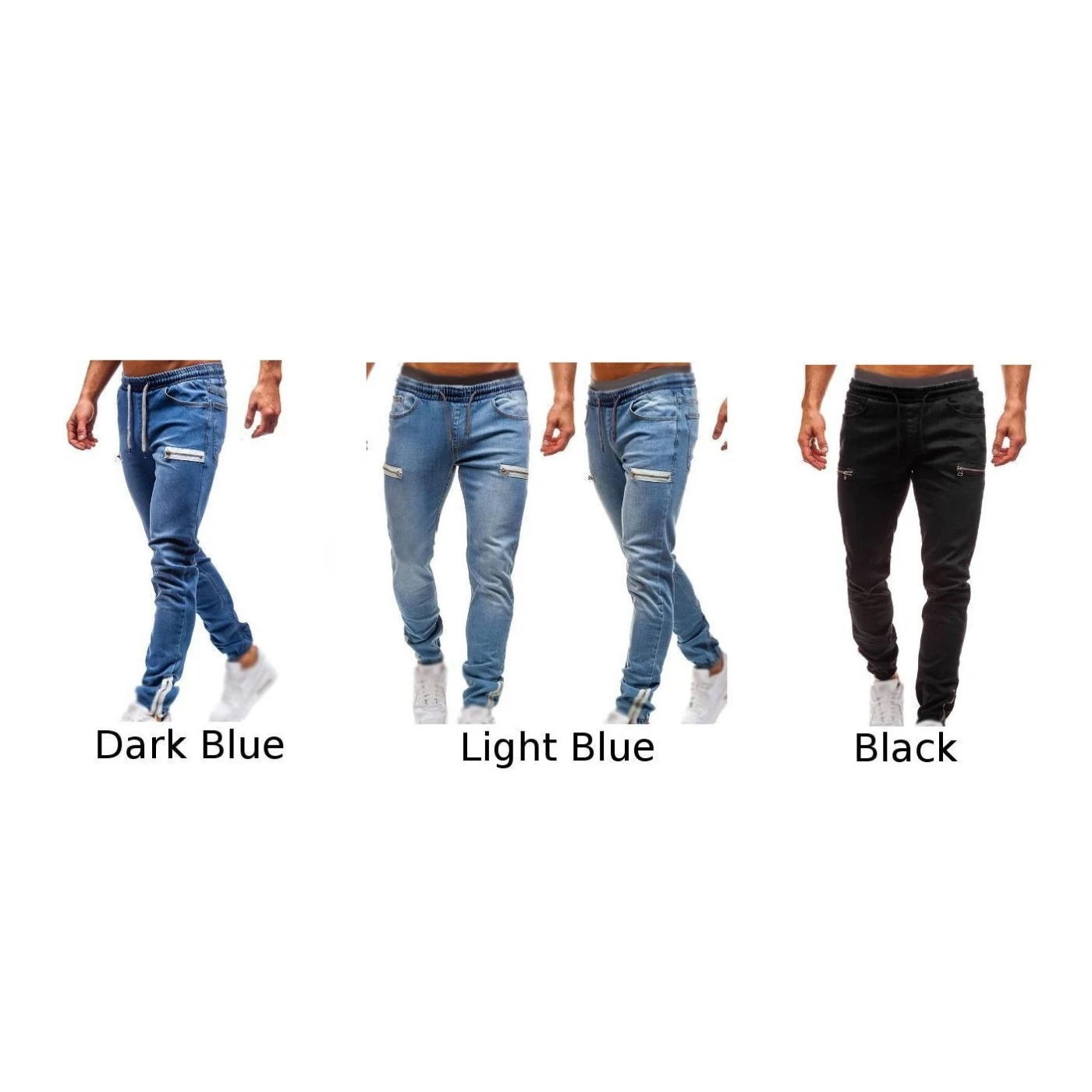 Модные мужские джинсы повседневные джинсы на молнии спортивные брюки износостойкие облегающие мужские брюки