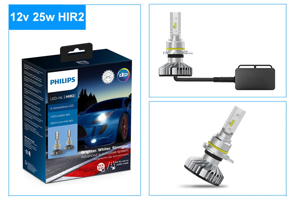 Philips 2 шт(PX22d) НIR2 12V привело PX22d света автомобиля 5800K 25Вт Ярче Белее Мощнее X-tremeUltinon LED gen2 HL