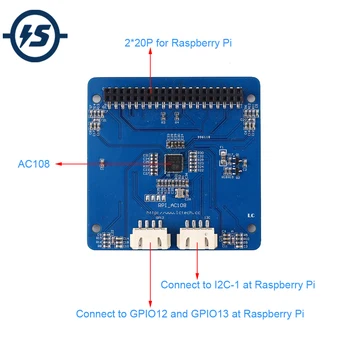 

AC108 Intelligent Voice Recognizer Audio Decoder Module 12pcs APA102 RGB LED Shield Four MIC Input for Raspberry Pi