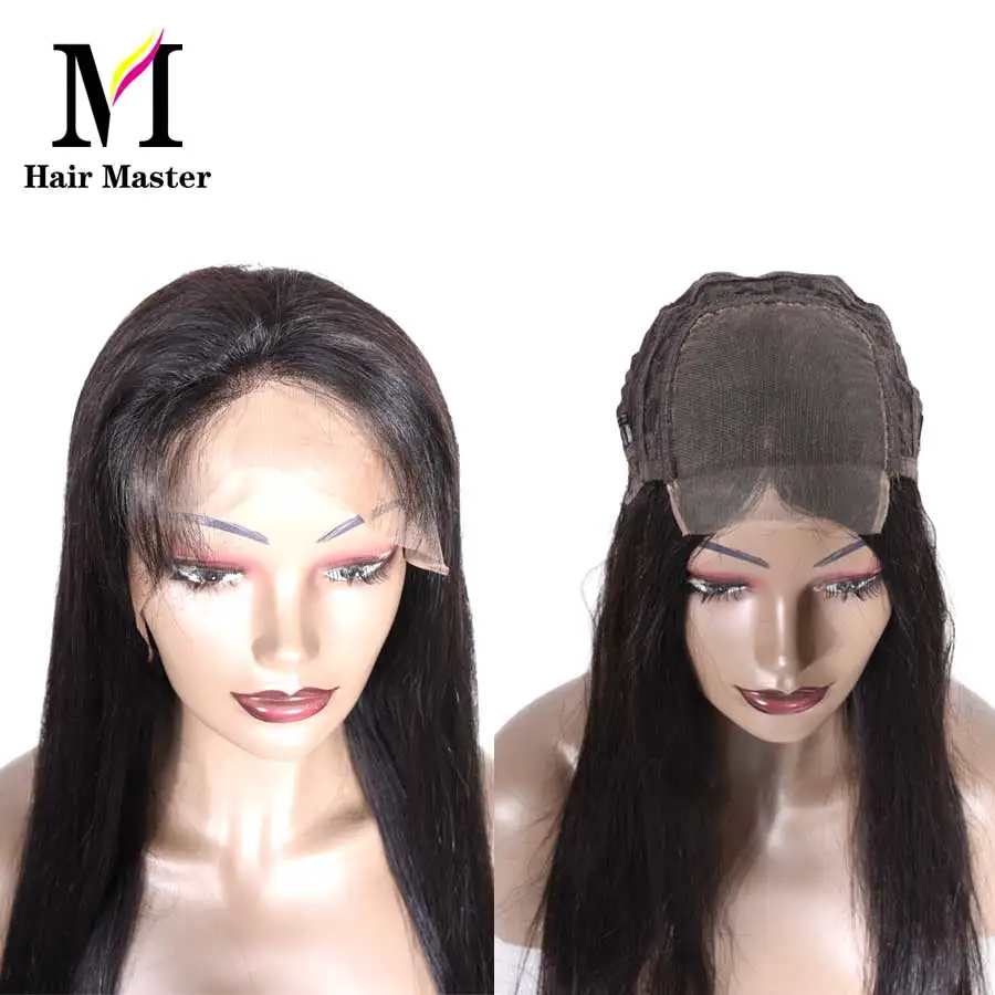 Волосы Мастер 4x4 закрытие парик бразильские прямые человеческие волосы парик Remy короткие 10 до 28 длинные человеческие волосы парики для черных женщин