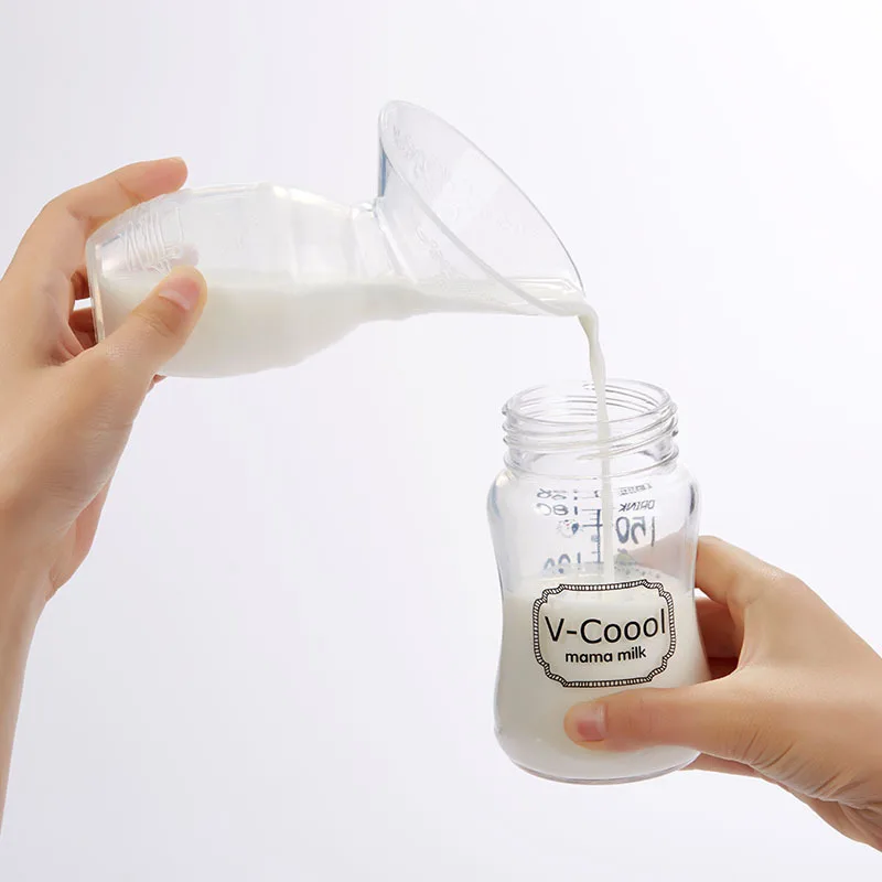

V -Coool Glass Feeding Bottles Breast Milk Storage Freshness Wide Mouth Silica Gel Sealing Hot Sales