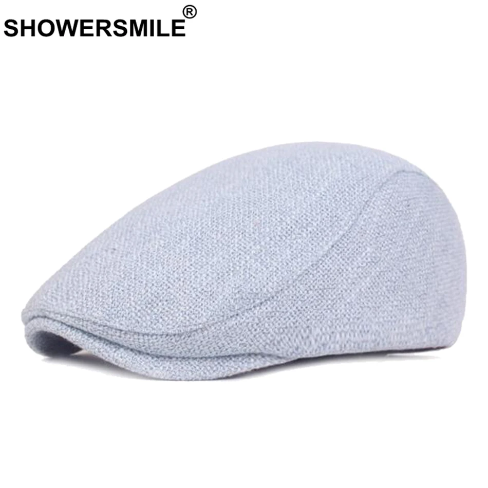 Мужские и женские шапки из хлопка льна Shower Smile винтажная однотонная оранжевая