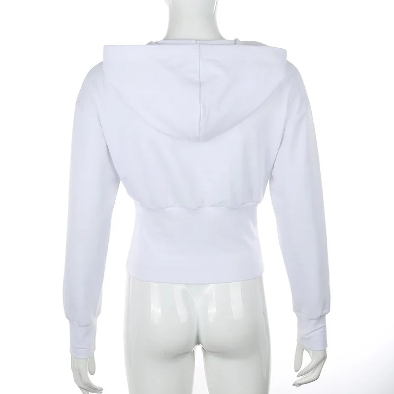 Женская бандажная толстовка с капюшоном, толстовка в стиле хип-хоп, укороченное худи, худи, пуловер, одноцветные повседневные толстовки на шнуровке, Женская толстовка
