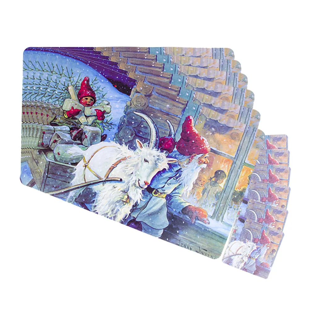  creative christmas PVC Printing 6pcs Placemats + 6pcs Coasters Table Insulation Pad Christmas Decor
