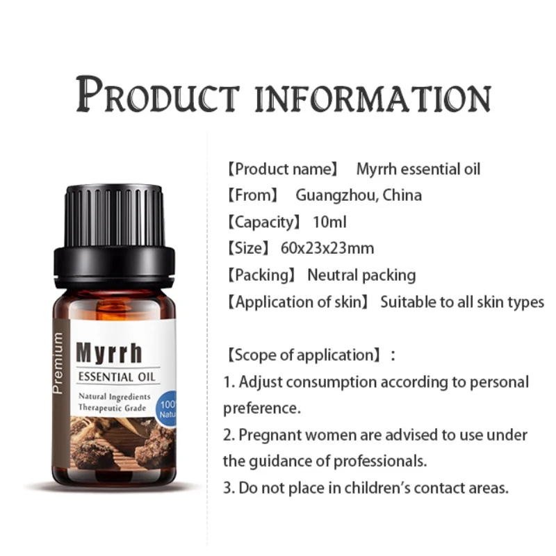 Wholesale Pure Natural Myrrh Aromatherapy Essential Oils Anti-stress Aroma Diffuser Oil High Effective