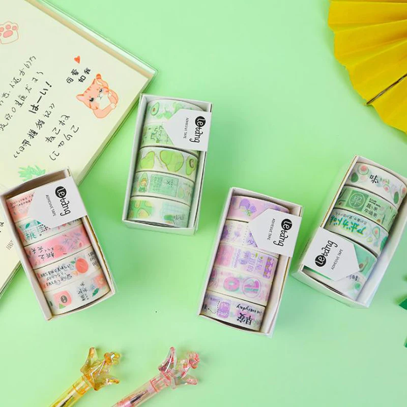 

5 Pcs/pack Cute Fruit Avocado Peach Girl Series Decorative Washi Tape DIY Scrapbooking Masking Tapes Label Sticker Stationery