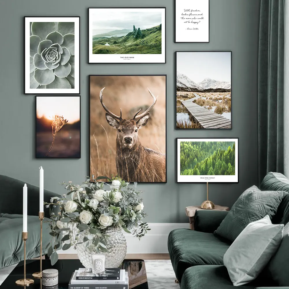 Mountain-Grassland-Canvas-Poster-Scandinavian-Wall-Art-Deer-Animal-Print-Wild-Forset-Painting-Nature-Pictures-Living (3)