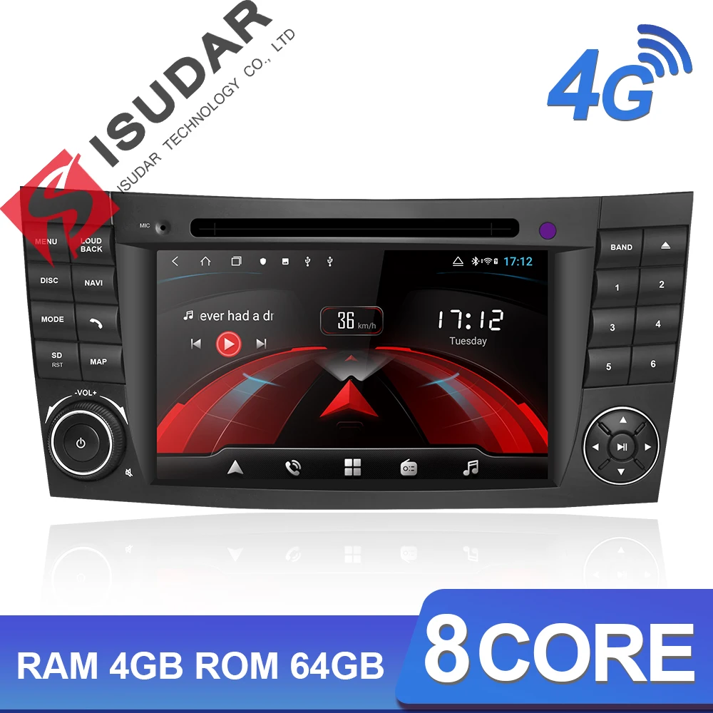 Автомагнитола Isudar H53 4G Android 2 Din для Mercedes/Benz/E Class/W211 автомобильный мультимедийный DVD