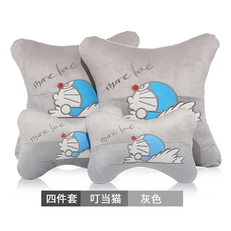 set Новая зимняя пушистая Автомобильная подушка в виде кости Мультфильм автомобиль подголовник Подушка-обезьяна четыре сезона универсальные автомобильные товары - Название цвета: set