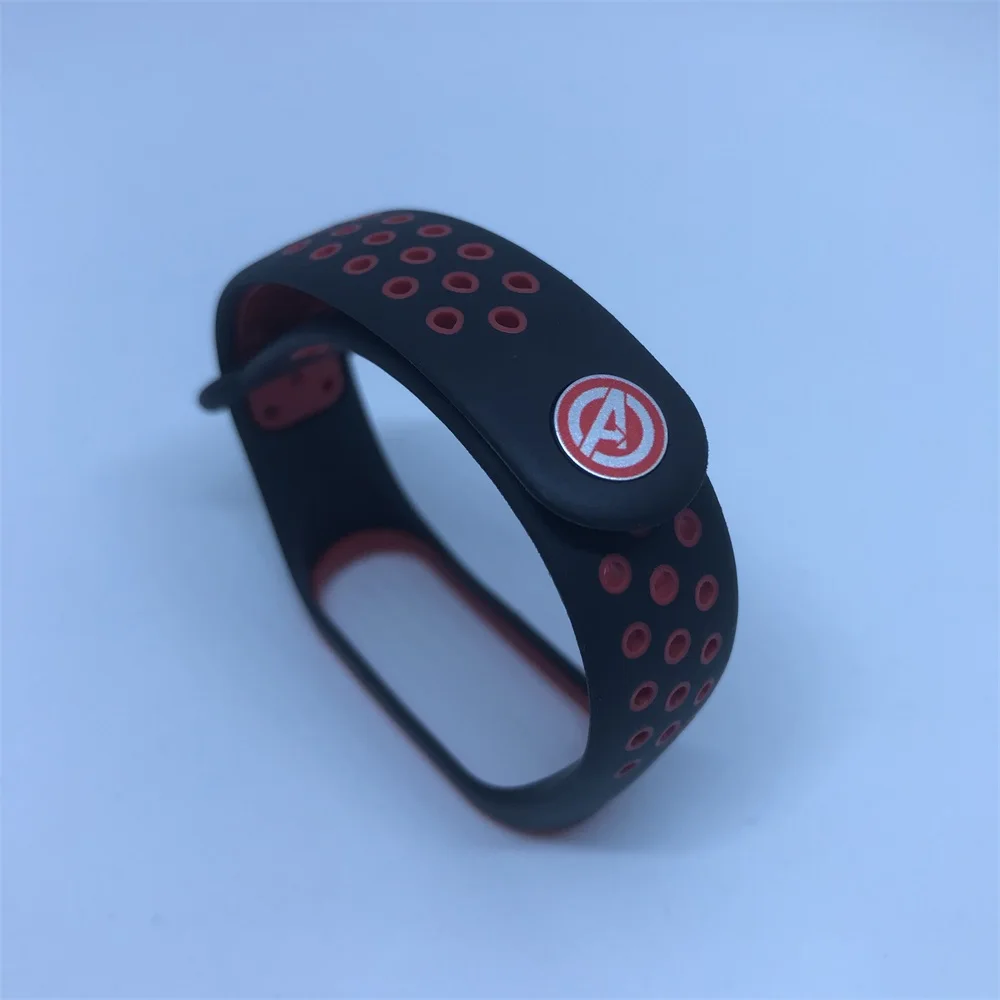 For Xiaomi Mi Band 4 Strap The Avengers Wristband For Mi Band 3 Bracelet For Xiaomi Band 4 Nfc Replacement Strap For Mi Band 4 3 - Цвет: Black red A