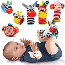 Детские игрушки, ремешок на запястье, погремушки, животные, носки с зеброй, мягкая детская коляска, игрушки для рук, ноги, развивающие игрушки для малышей 0-12 месяцев