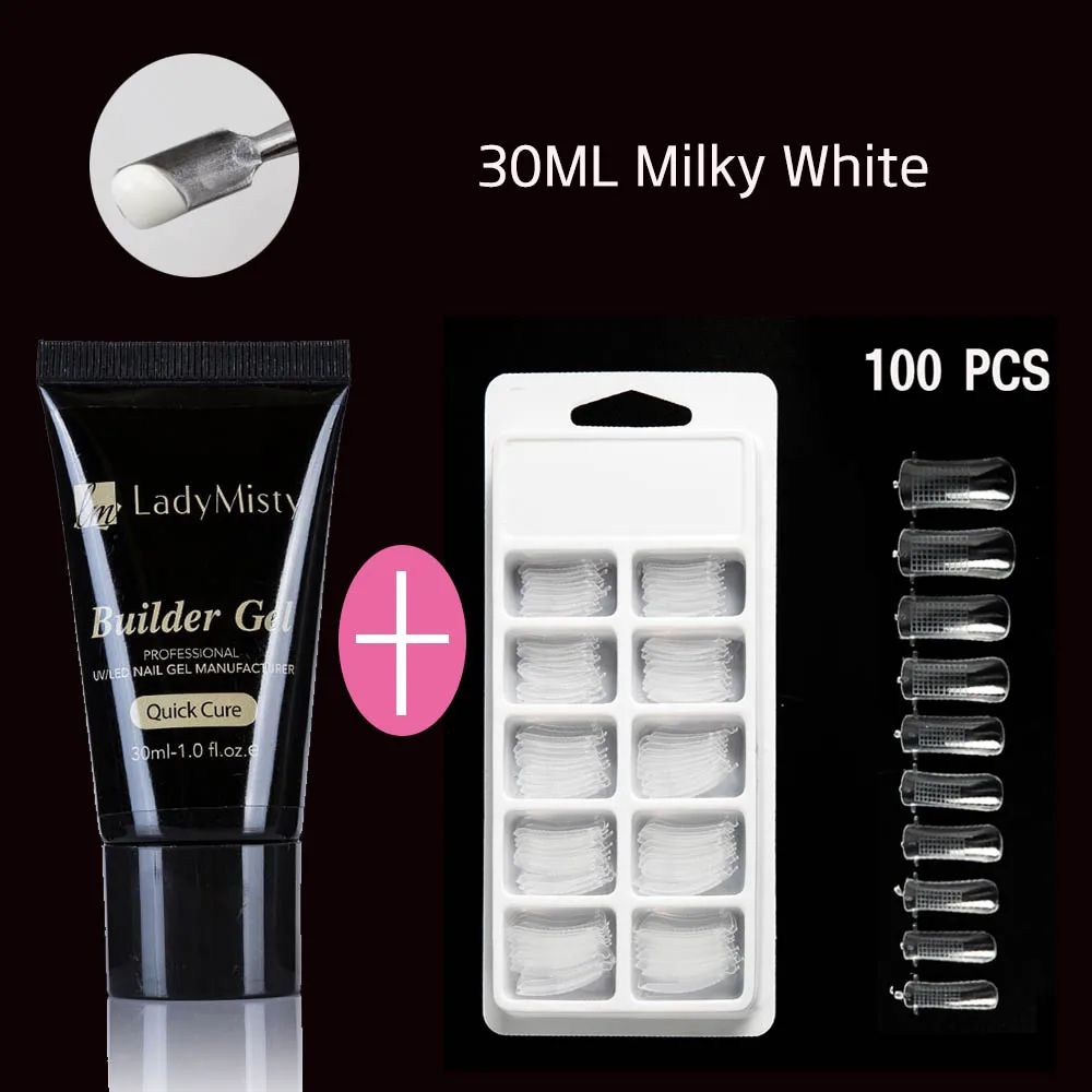 30ML Milky White 30 мл акриловый полигель для наращивания ногтей розовый белый металл с прозрачными кристаллами строительный УФ-гель для наращивания ногтей светодиодный полигель для наращивания - Цвет: 30ML Milky White
