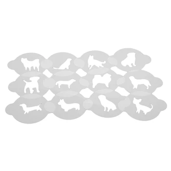 

12pcs Animal Mold Fancy Coffee Printing Model Foam Spray Cake Stencils Powdered Sugar Chocolate​ Cocoa Coffee Printing Assembly
