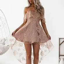 А-силуэт/принцесса с открытыми плечами кружева атласные Короткие/Мини-платья