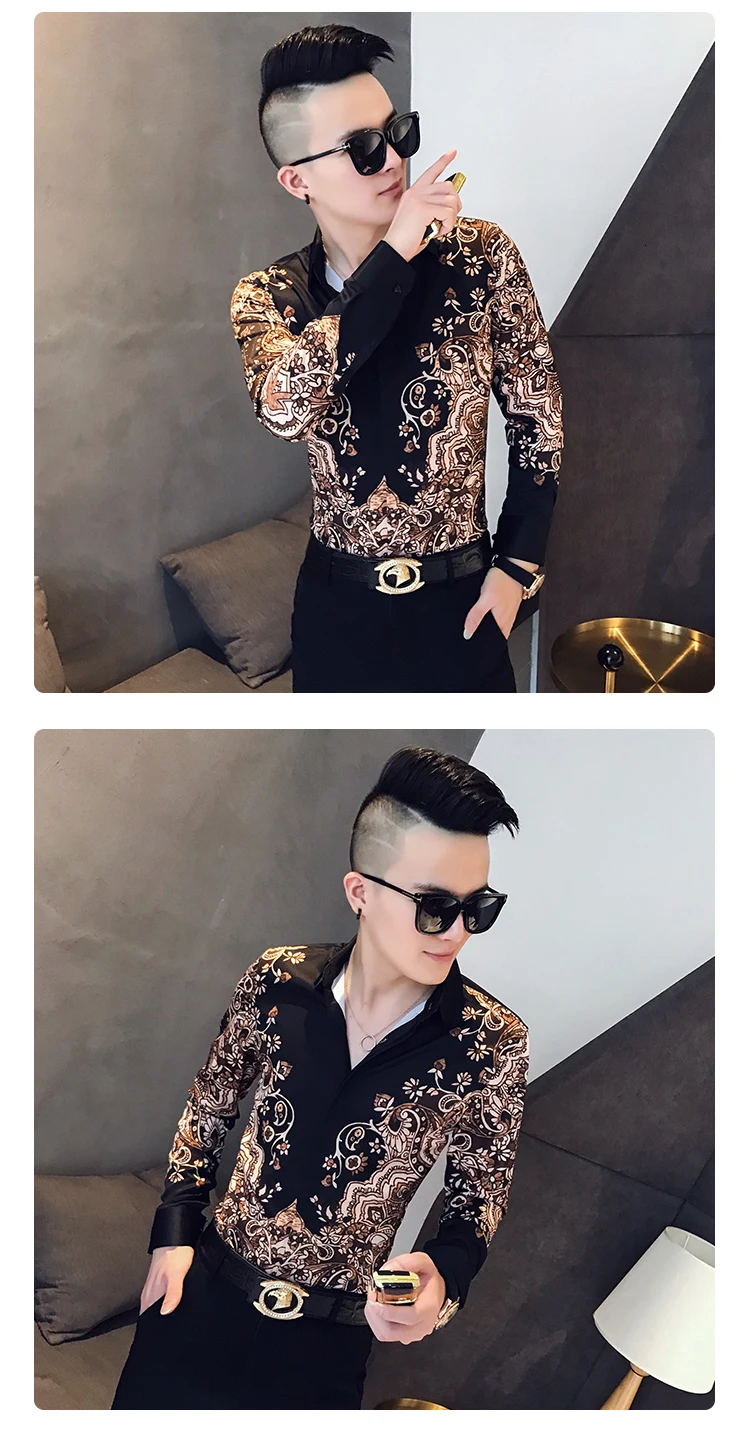 Стильные мужские рубашки с цветочным узором на выпускной, смокинг Camisa Masculina, высококачественные мужские рубашки с длинным рукавом, новинка, повседневная приталенная рубашка, платье