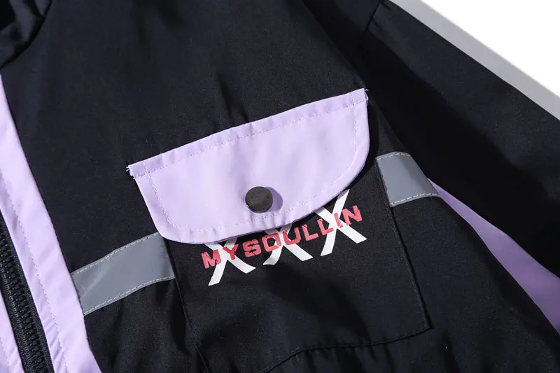 Side Pockets 3M Reflective Stripe Windbreaker Track Jackets 5