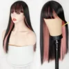 Rosa y negro Peluca de dos capas de pelucas larga recta Cosplay del pelo Peluca de dos tonos de Color degradado las mujeres pelucas de pelo sintético Lolita peluca ► Foto 3/6