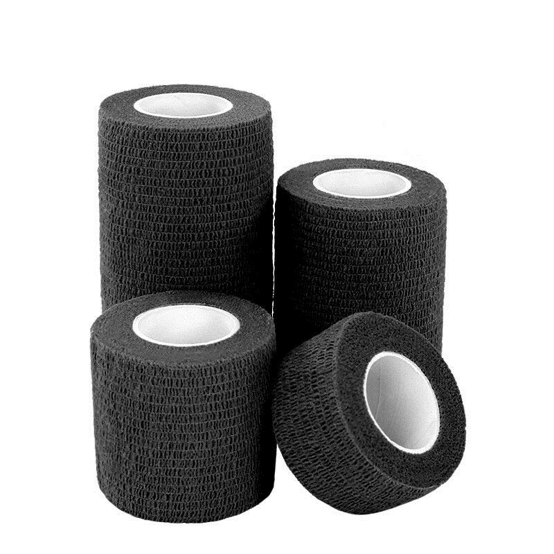 Black Adhesive Bandage Wrap Elastic Cohesive Tattoo Sport Coflex Tape Grip Cover Ankle Knee Muscle Pet Tool 5CM 10CM 15CM mouthguard soccer sport training cheerleaders referee whistle cover whistle cushioned whistle mouth grip whistle cover