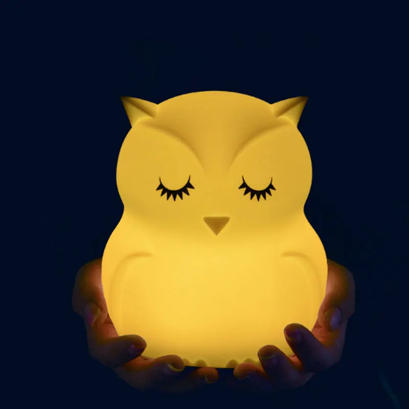 

Lovely Owl Cartoon Silicone Baby Led Night Light 8 Colors Changing Children Toy Lights Bedside Night Lamp Gifts for Kids