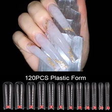Ferramenta de extensão rápida do prego 120 pçs prego plástico dupla forma completa capa extra longo poli unhas gel molde dicas para manicure 2021