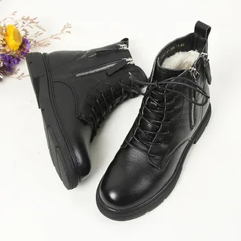 

2020 winter women boots black wool snow boots high top casual cotton shoes women Fashion wool booties platform short boots boty