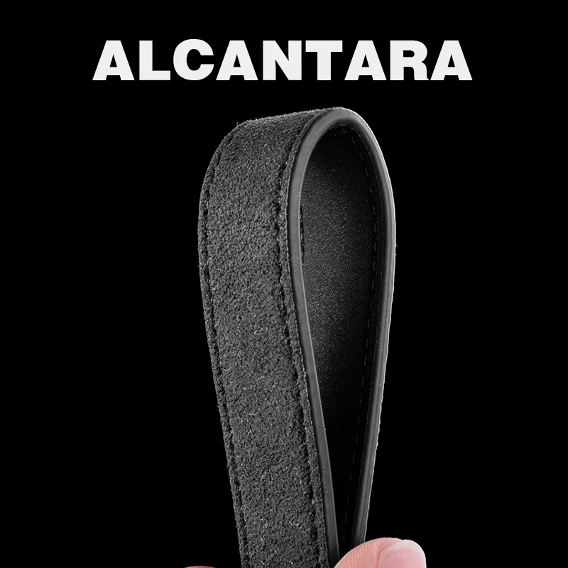 QOONG High Grade Gift Fleece Suede Leather Car Key Chain Creative Genuine Leather Men Keychain Metal Keyring Laser Customization