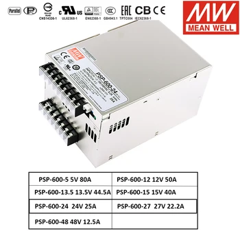 

MEAN WELL PSP-600 600W Single Output Switching power supply with PFC and Parallel Function 5V 12V 13.5V 24V 27V 48V DC OK