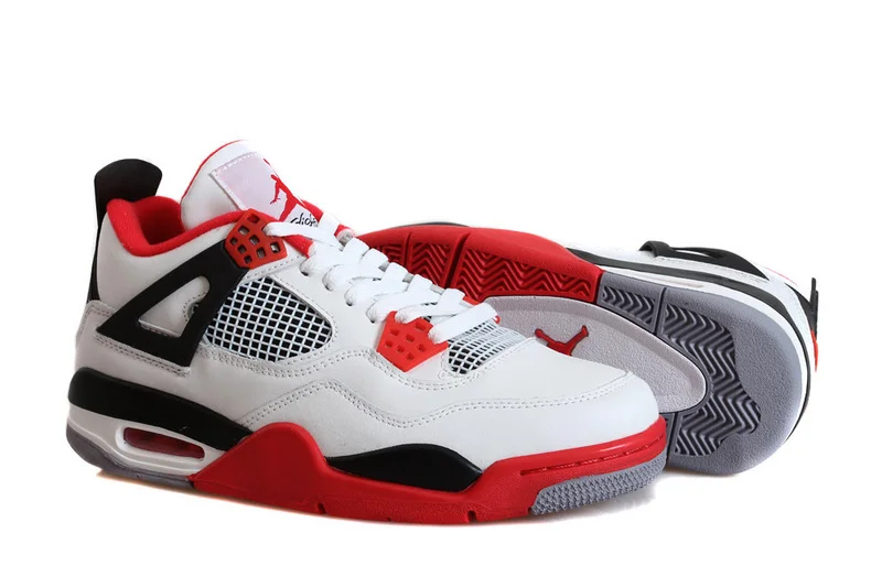Классический Стиль jordan 4 Ретро Мужские баскетбольные кроссовки низкие AJ 4 белые огненные красные износостойкие 308497-116
