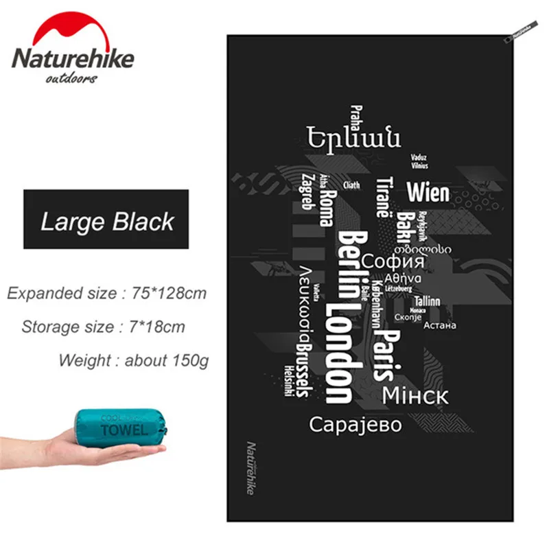 L Bath Towel Black Naturehike быстросохнущая микрофибра полотенце для плавания s Путешествия Пляж банное полотенце бассейн Кемпинг Йога тренажерный зал Спортивная мочалка - Цвет: L Bath Towel Black