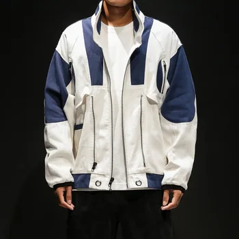 

japanese streetwear modis jacket men joint contrast color fashion coat hip hop mens jackets blouson homme harajuku Outerwear